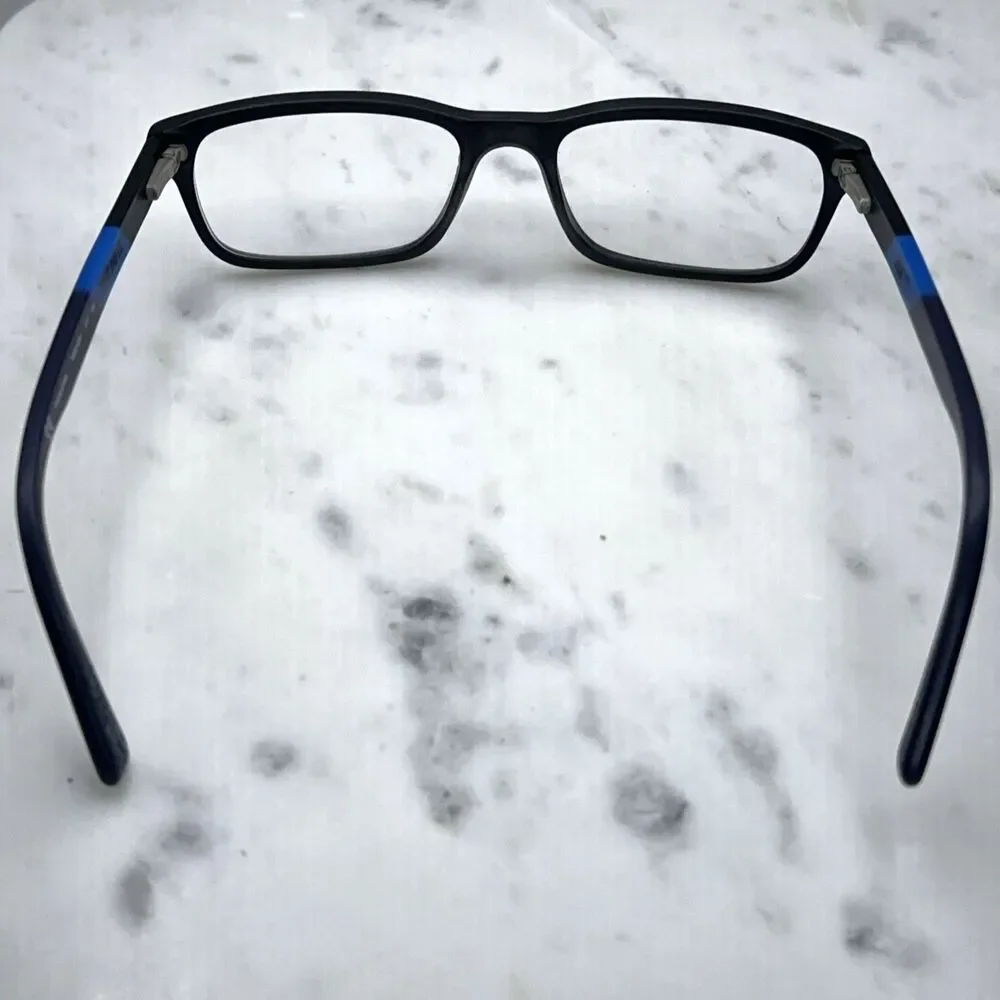 Nike 7237 011 Black Blue Full Rim Rectangle Eyeglasses Frames Only 52-17-140